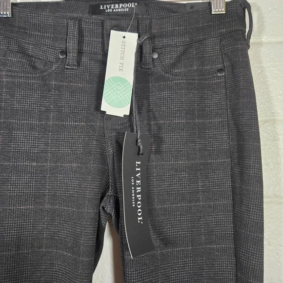 Liverpool Jacqueline Skinny Pants Petite 0 Stitch Fix Punk Goth Check Alt Artsy - Picture 5 of 9